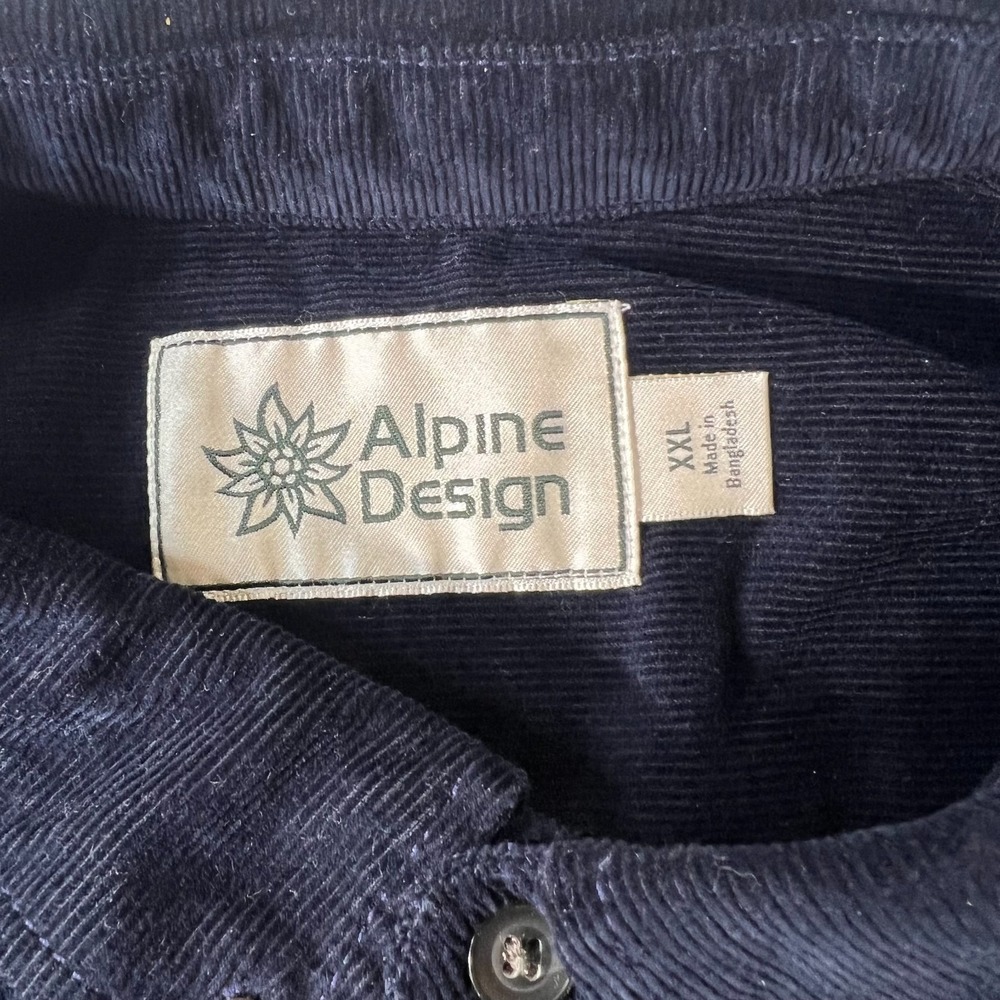 Alpine Design Cord Shirt Navy Size Men's XXL Outdoor Organic Cotton Corduroy 2XL - Picture 4 of 10